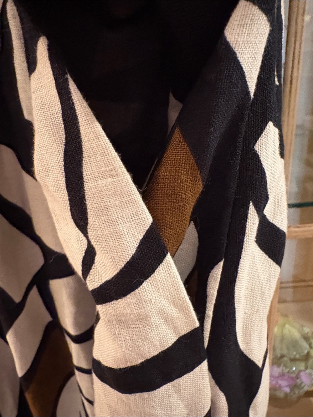NWT Tabitha Brown Linen-Blend Maxi Dress in Black, Brown, and White - Picture 8 of 12
